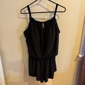 Aqua Green Women's UPF 50 High Neck Swim Romper One Piece Swimsuit Size Large